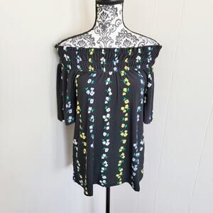 Ann Taylor Floral Print Off Shoulder Blouse